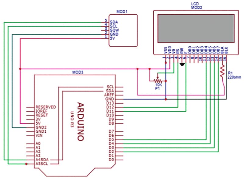 Interfacing LCD and RTC with Arduino