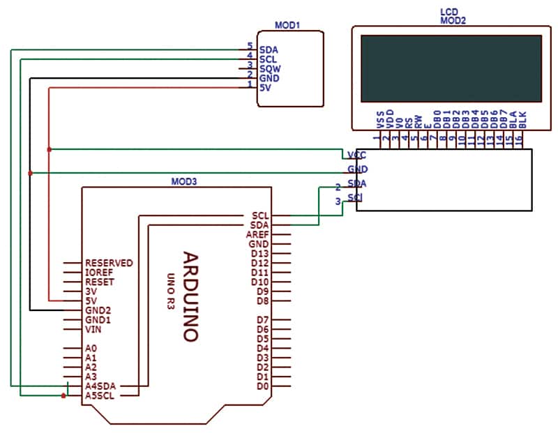 Fig. 5: Connection for SPI to I2C converter display