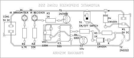 Disposición de los componentes del dispensador automático de PCB.