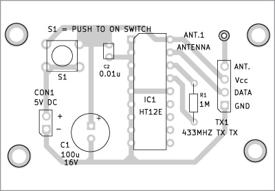     Diseño de componentes de la placa de circuito del transmisor de timbre de llamada inalámbrico