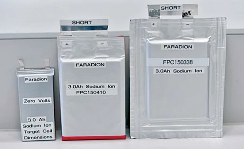 Different types of SIB pouch cells developed by Faradion