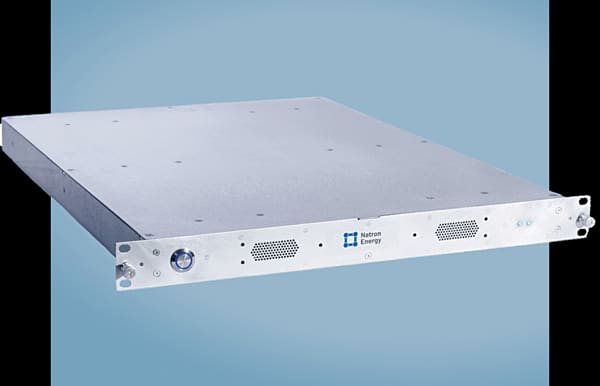 Sodium-ion battery system—several of which can be rack-mounted together for large applications