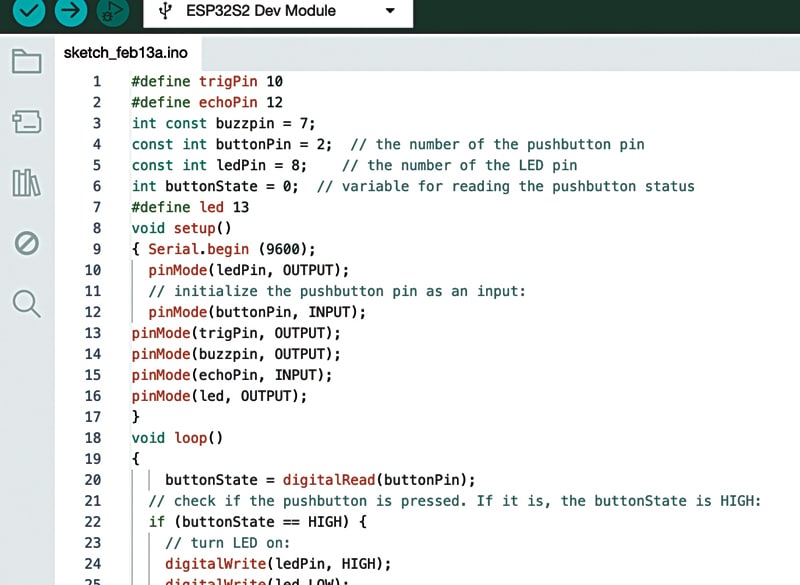 Arduino code for Distance Monitoring