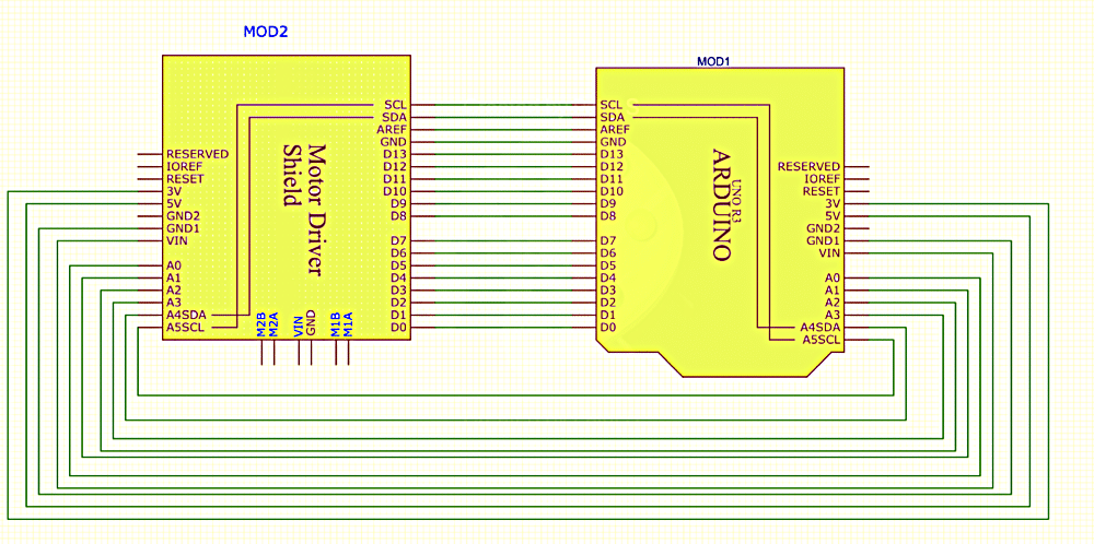 Circuit diagram of motor driver shield with Arduino Uno