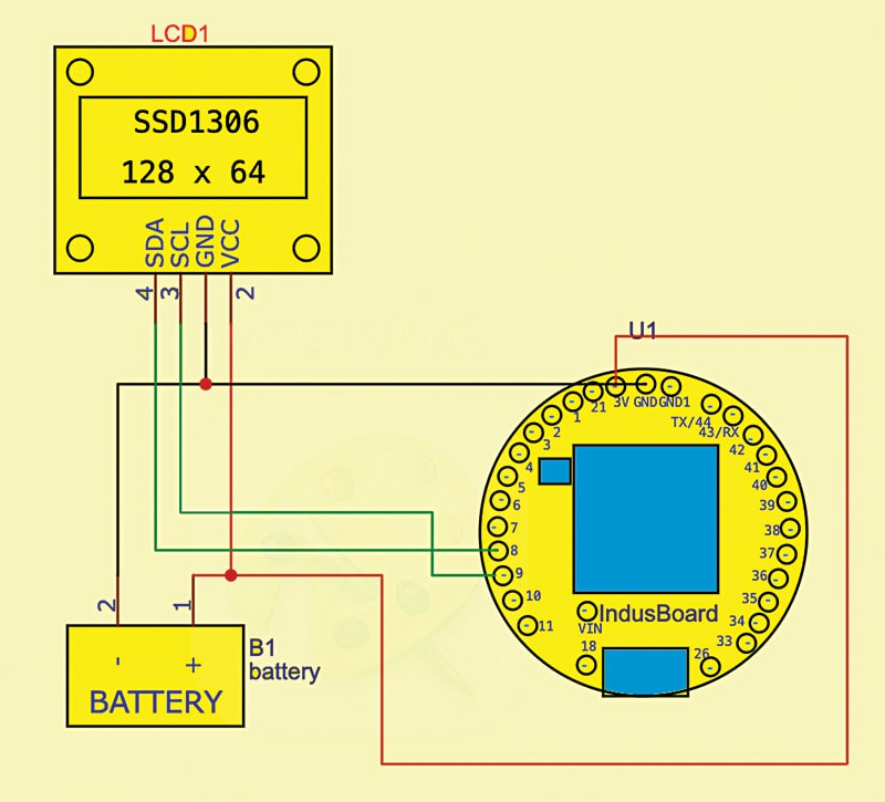 Indusboard with OLED Display Circuit Connection