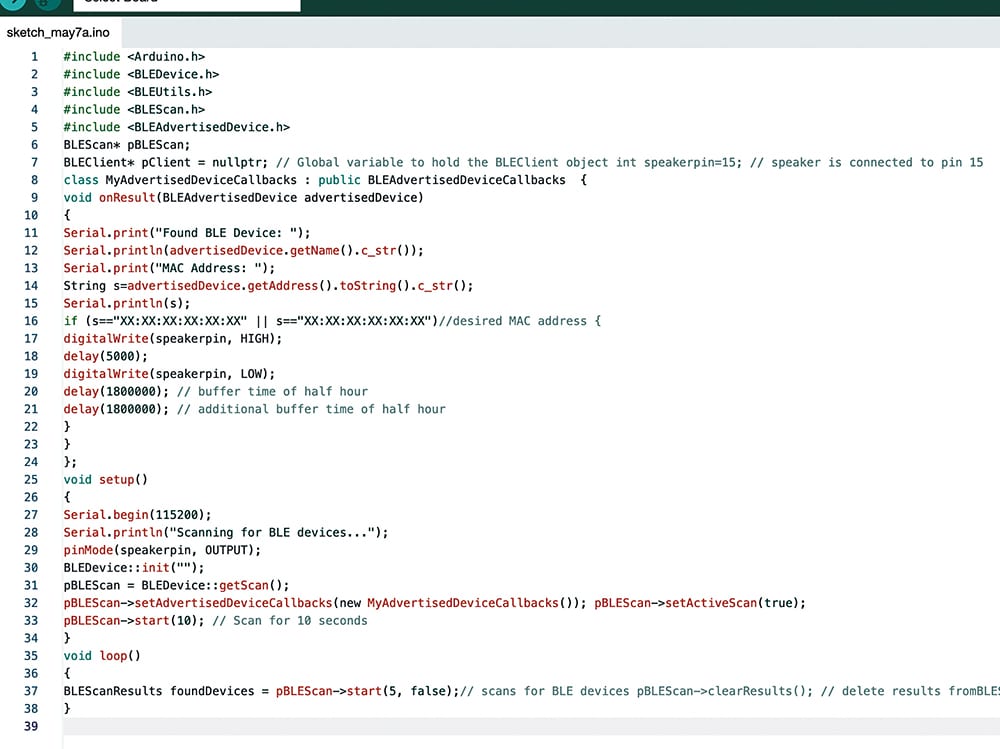 BLE based Personalized Notifier Code