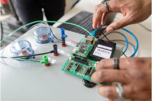 SwRI developed an adversary-in-the-middle device with a modified combined charging system to test the cyber resiliency of ISO 15118-compliant vehicle-to-grid, direct current fast charging systems. The high-voltage technology relies on power line communications (PLC) to transmit smart-grid data between vehicles and charging equipment. SwRI researchers exploited. Credit: Southwest Research Institute