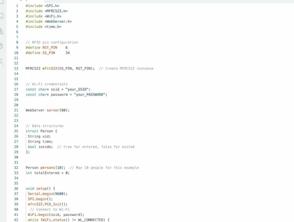 Code for IoT based Entry and Exit Monitoring System