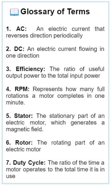 Common Terms in Motors