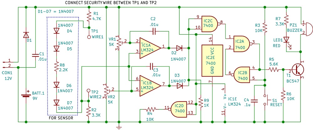 Vehicle Theft Detector Circuit Diagram