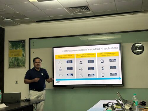 Sridhar Ethiraj, Technical Marketing - General Purpose MCU at STMicroelectronics India hosting the media briefing