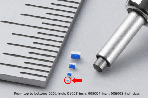 World’s Smallest Class 006003 Size (0.16 mm x 0.08 mm) Chip Inductor