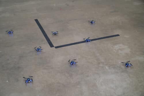 MIT engineers developed a training method for multiagent systems, such as large numbers of drones, that can guarantee their safe operation in crowded environments. Credits:Image: Courtesy of the researchers