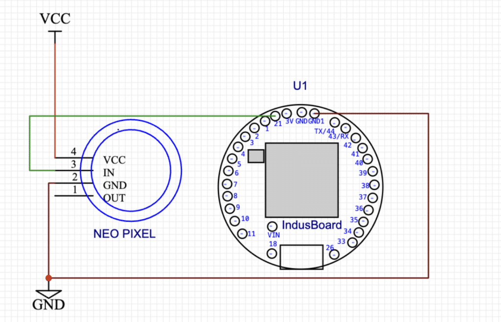 WS2812B NeoPixel LED and IndusBoard Coin Connection